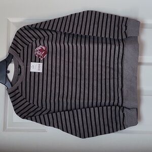 George Grey and Black Striped Sweatshirt with Rose Size small, New With Tags